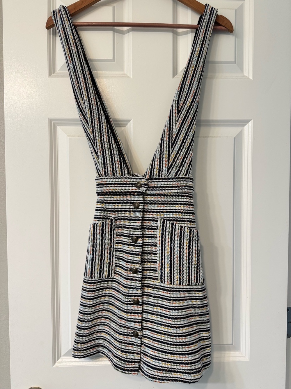 ModCloth Black & Cream Striped Knit Jumper Dress